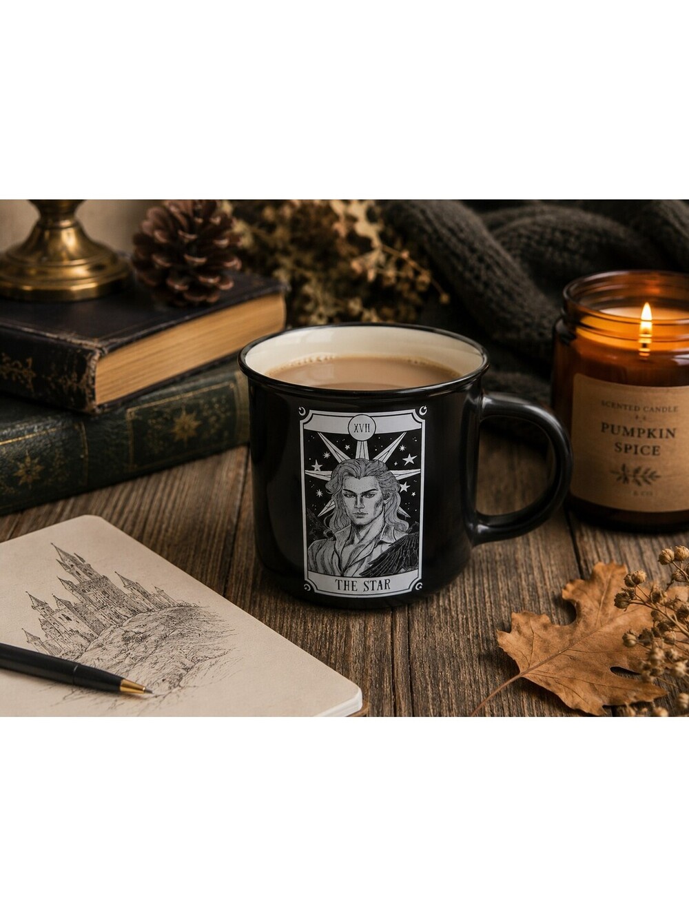 Bookish Box Fall of Ruin & Wrath Tarot Mug JLA The Star Moon 2023